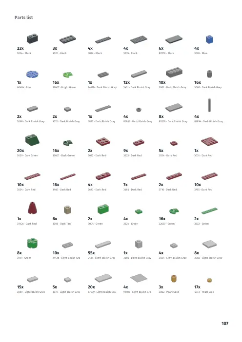 Booklet page 107: Parts list