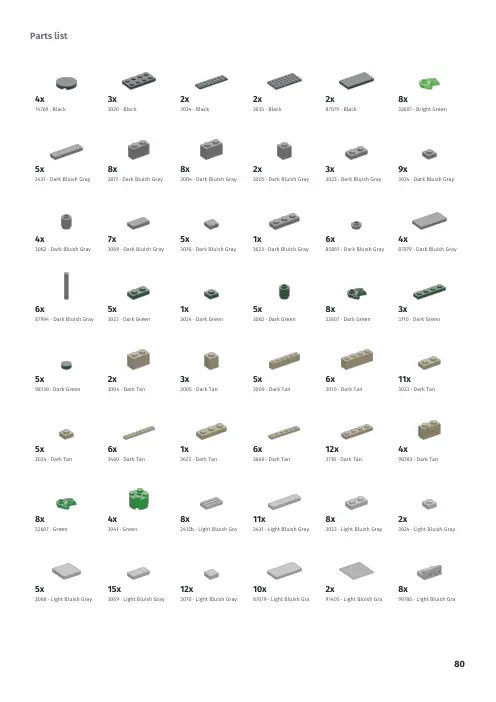 Booklet page 80: Parts list