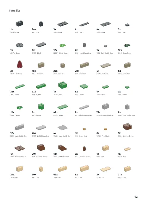 Booklet page 92: Parts list